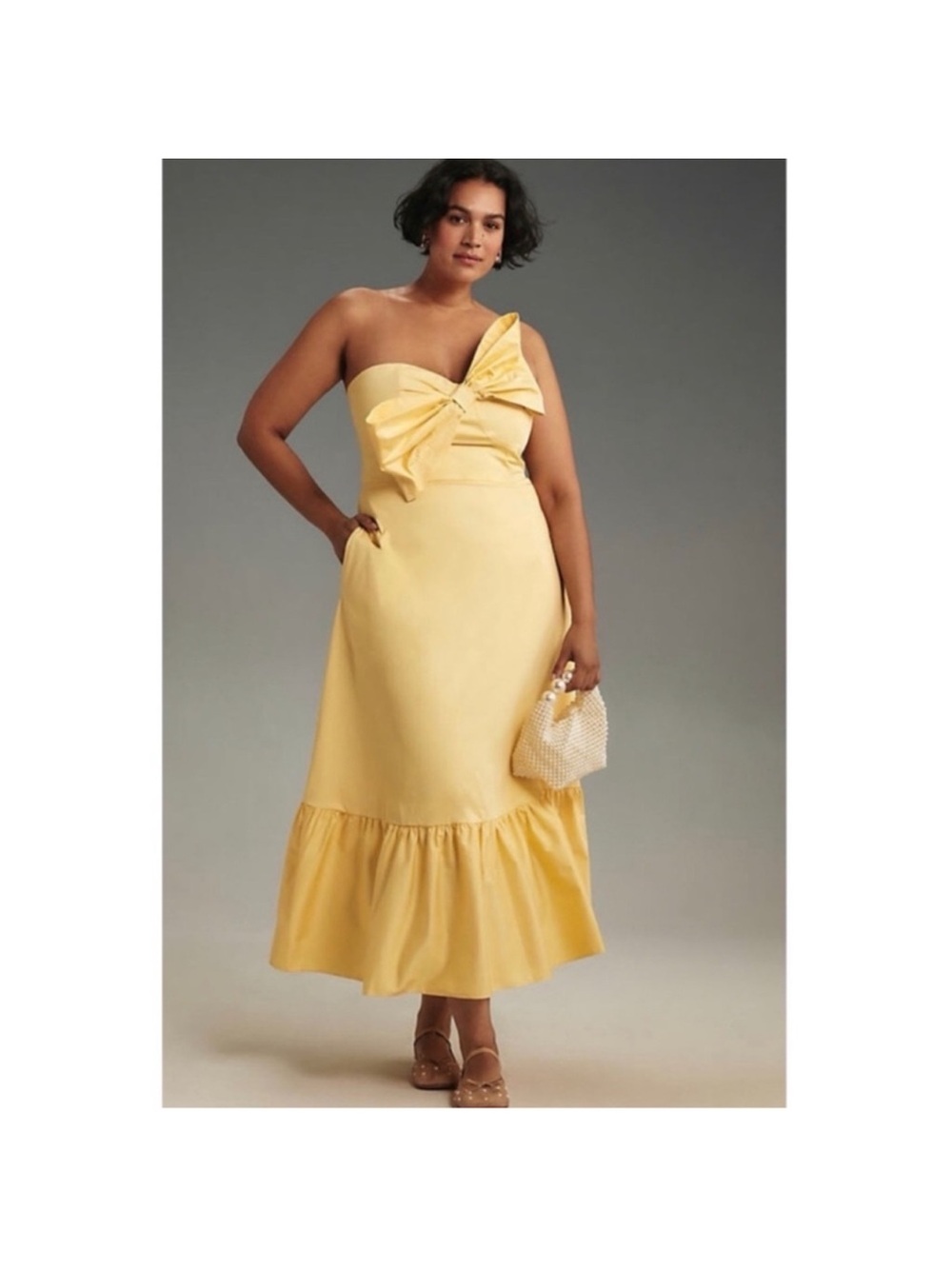 Hutch Colourblocked Bow-Tie 14
Petite Yellow Bow Midi Dress Yellow One-Shoulder